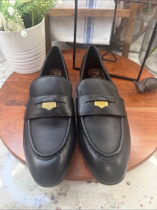 Vince Camuto Shoes - Vince Camuto Leather Slip-On Loafers with Gold Accent.